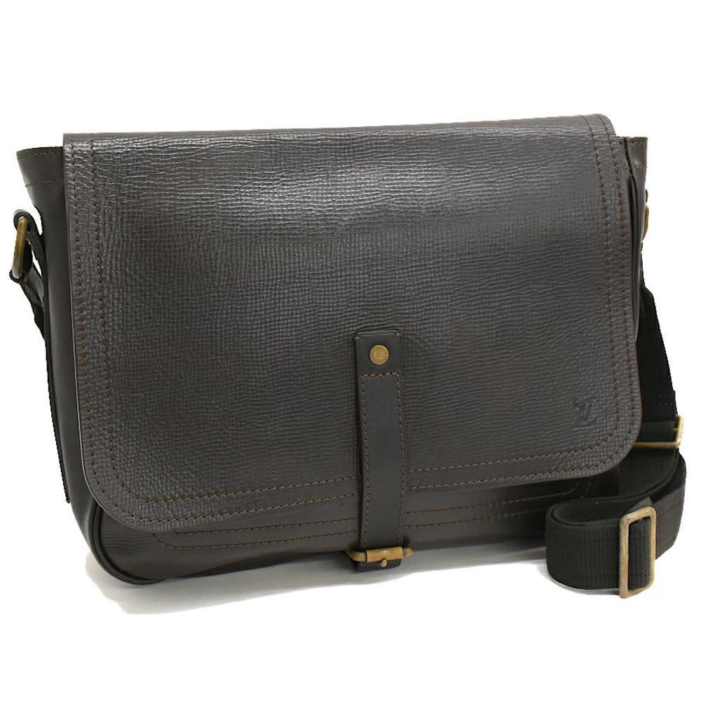 Louis Vuitton Omaha Crossbody Messenger Bag Utah Leather Dark Brown